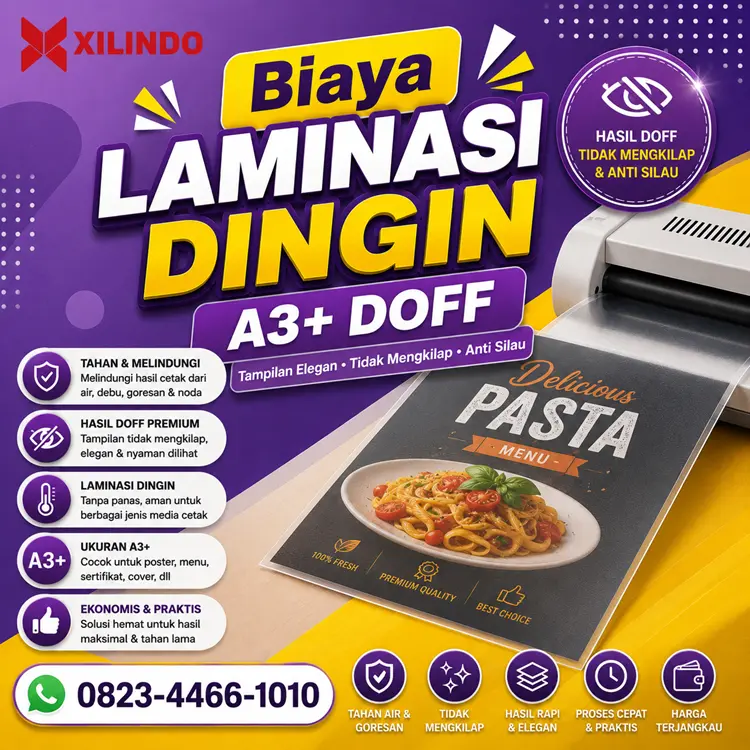 Biaya Laminasi Dingin A3+ Doff Biaya Laminasi Dingin A3+ Doff - Gambar 1