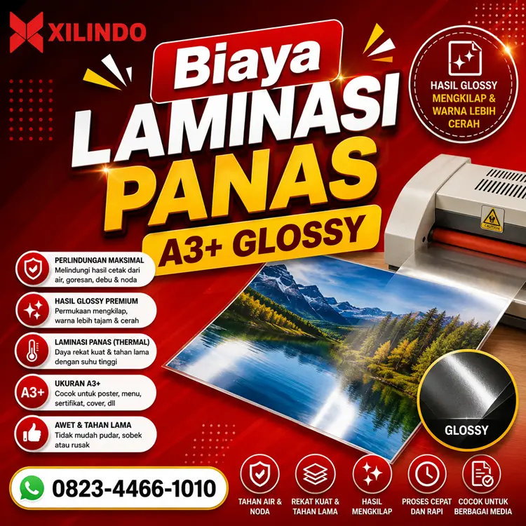 Biaya Laminasi Panas A3+ Glossy Biaya Laminasi Panas A3+ Glossy - Gambar 1