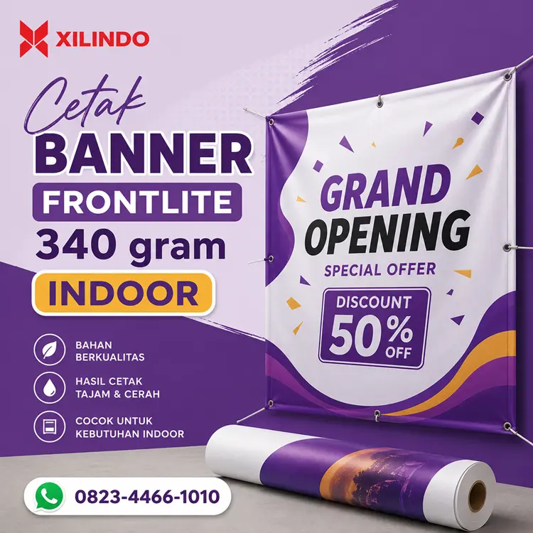 Cetak Banner Frontlite 340 gram Indoor Cetak Banner Frontlite 340 gram Indoor - Gambar 1
