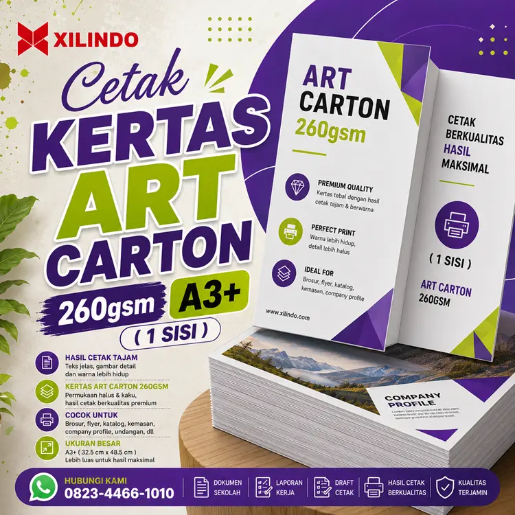 Cetak Kertas Art Carton 260gsm A3+ ( 1 sisi ) Cetak Kertas Art Carton 260gsm A3+ ( 1 sisi ) - Gambar 1