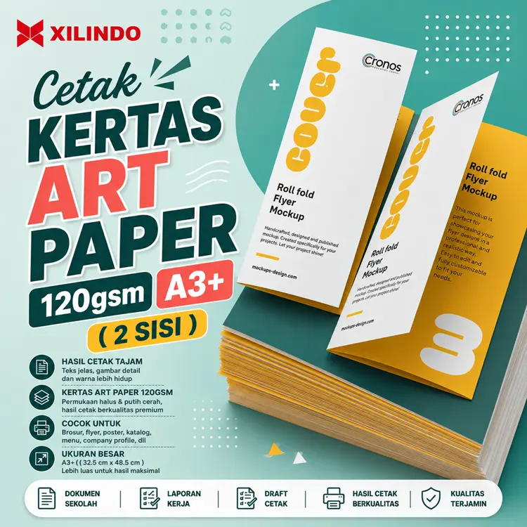 Cetak Kertas Art Paper 120gsm A3+ ( 2 sisi ) Cetak Kertas Art Paper 120gsm A3+ ( 2 sisi ) - Gambar 1