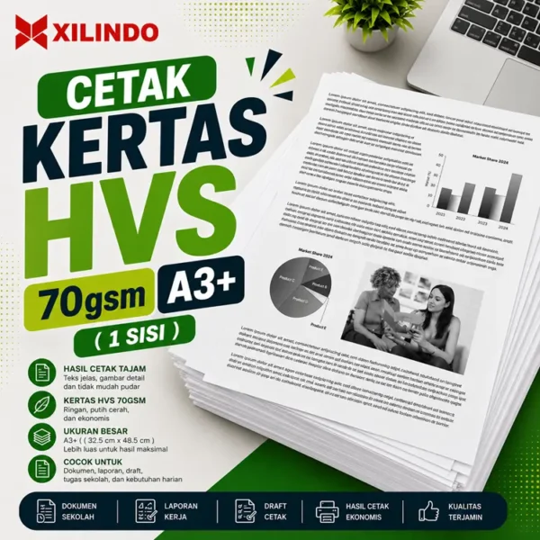 Cetak Kertas Hvs 70gsm A3+ ( 1 sisi )