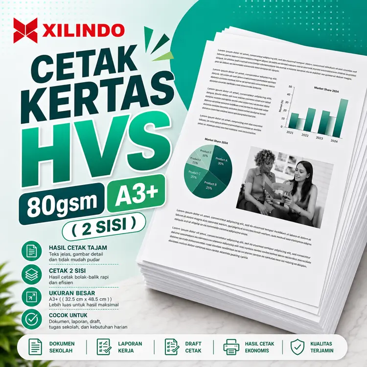 Cetak Kertas Hvs 80gsm A3+ ( 2 sisi ) Cetak Kertas Hvs 80gsm A3+ ( 2 sisi ) - Gambar 1