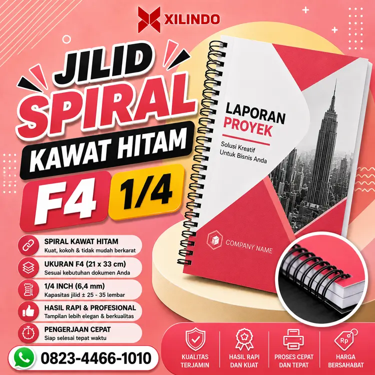 Jilid Spiral Kawat Hitam F4 14 Jilid Spiral Kawat Hitam F4 1/4 - Gambar 1