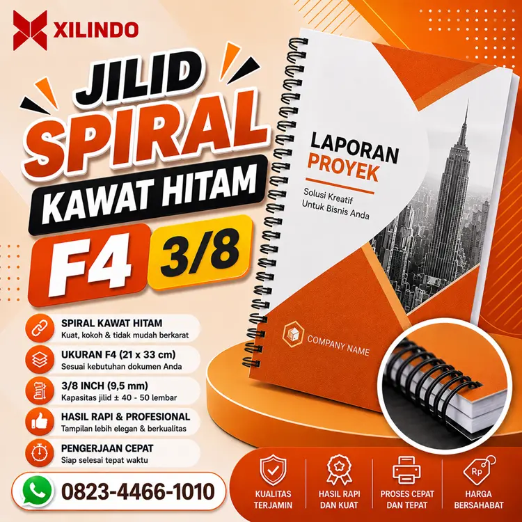 Jilid Spiral Kawat Hitam F4 38 Jilid Spiral Kawat Hitam F4 3/8 - Gambar 1