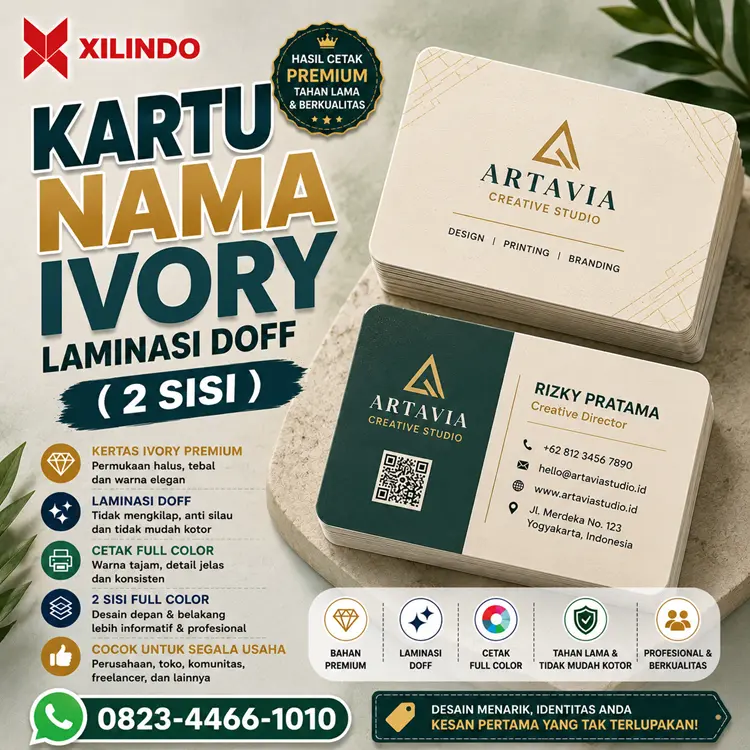 Kartu Nama Ivory Laminasi Doff ( 2 sisi ) Kartu Nama Ivory Laminasi Doff ( 2 sisi ) - Gambar 1