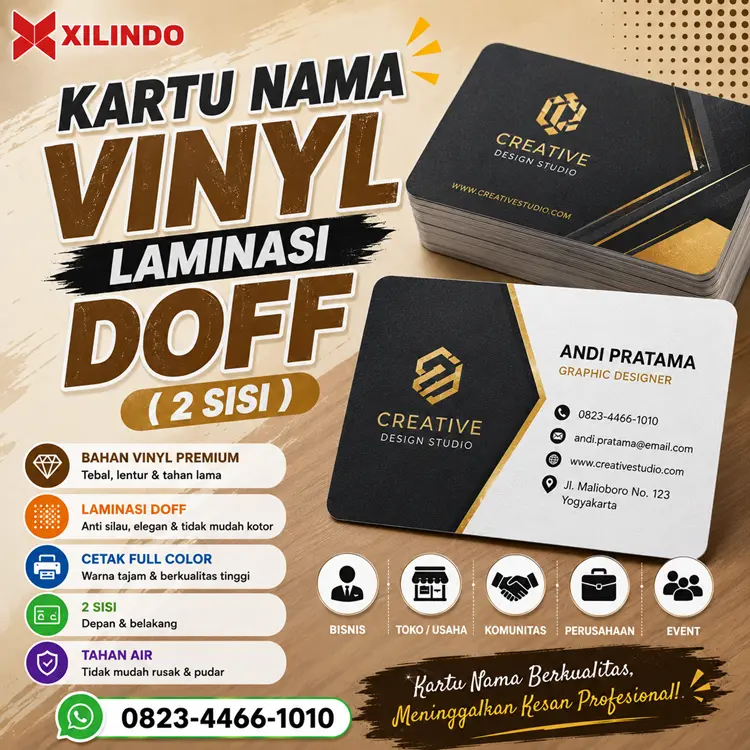 Kartu Nama Vinyl Laminasi Doff ( 2 sisi ) Kartu Nama Vinyl Laminasi Doff ( 2 sisi ) - Gambar 1