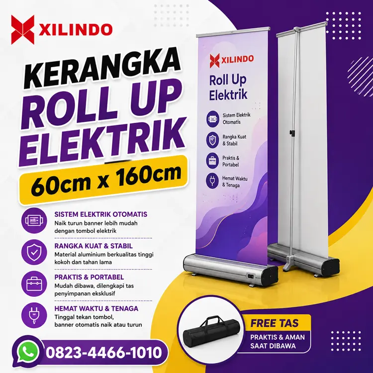 Kerangka Roll Up Elektrik 60cm x 160cm Kerangka Roll Up Banner 60cm X 160cm - Gambar 1