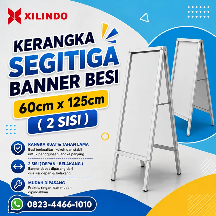 Kerangka Segitiga Banner Besi 60cm x 125cm ( 2 Sisi ) Kerangka Segitiga Banner Besi 60cm x 125cm ( 2 Sisi ) - Gambar 1