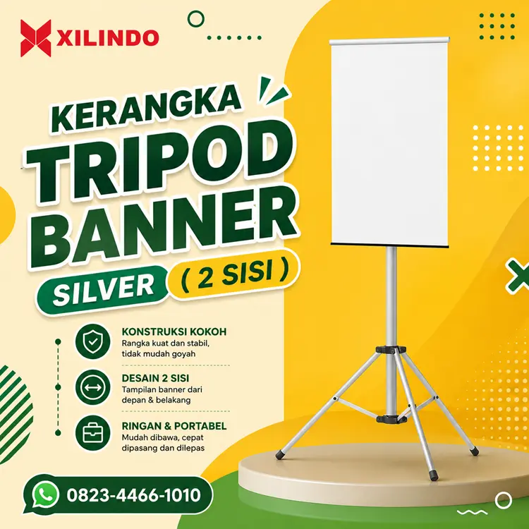Kerangka Tripod Banner Silver ( 2 Sisi ) Kerangka Tripod Banner Silver ( 2 Sisi ) - Gambar 1