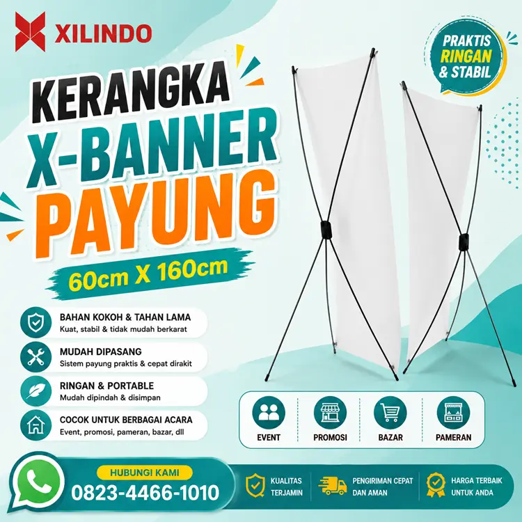 Kerangka X-Banner Payung 60cm X 160cm Kerangka X-Banner Payung 60cm X 160cm - Gambar 1