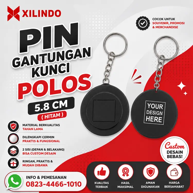 Pin Gantungan Kunci Polos 5.8 cm Pin Gantungan Kunci Polos 5.8 cm ( hitam ) - Gambar 1