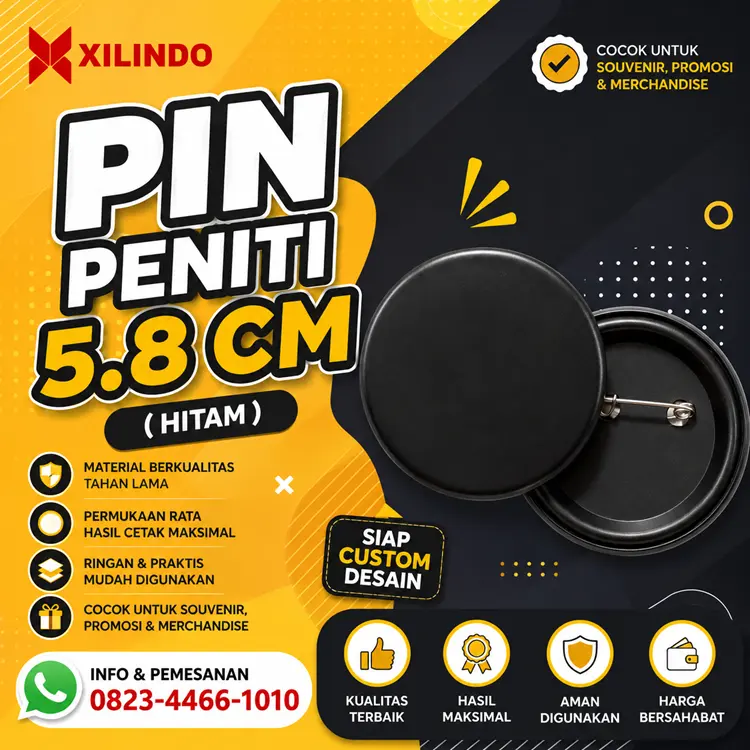Pin Peniti 5.8 cm ( hitam ) Pin Peniti 5.8 cm ( hitam ) - Gambar 1