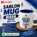 Sablon Mug Biasa Dalam Biru Tua