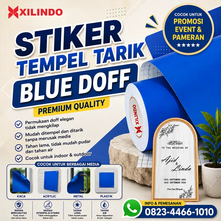 Stiker Tempel Tarik Blue Doff Stiker Tempel Tarik Blue Doff - Gambar 1