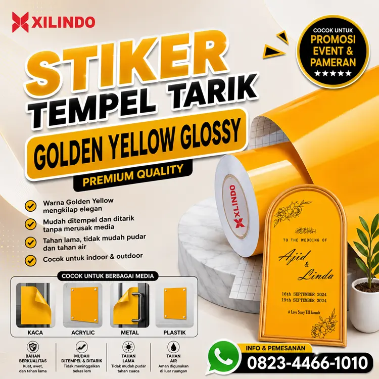 Stiker Tempel Tarik Golden Yellow Glossy Stiker Tempel Tarik Golden Yellow Glossy - Gambar 1