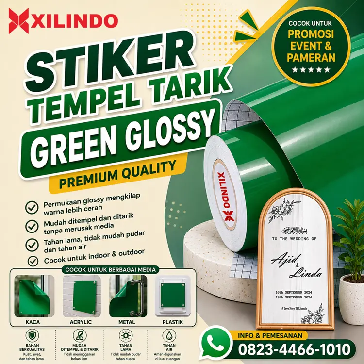 Stiker Tempel Tarik Green Glossy Stiker Tempel Tarik Green Glossy - Gambar 1