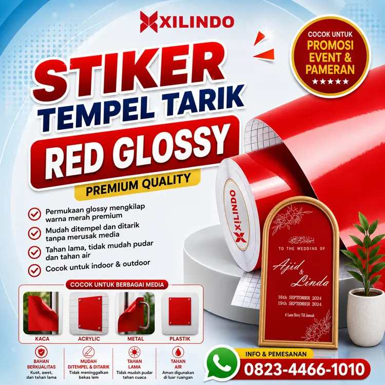 Stiker Tempel Tarik Red Glossy Stiker Tempel Tarik Red Glossy - Gambar 1