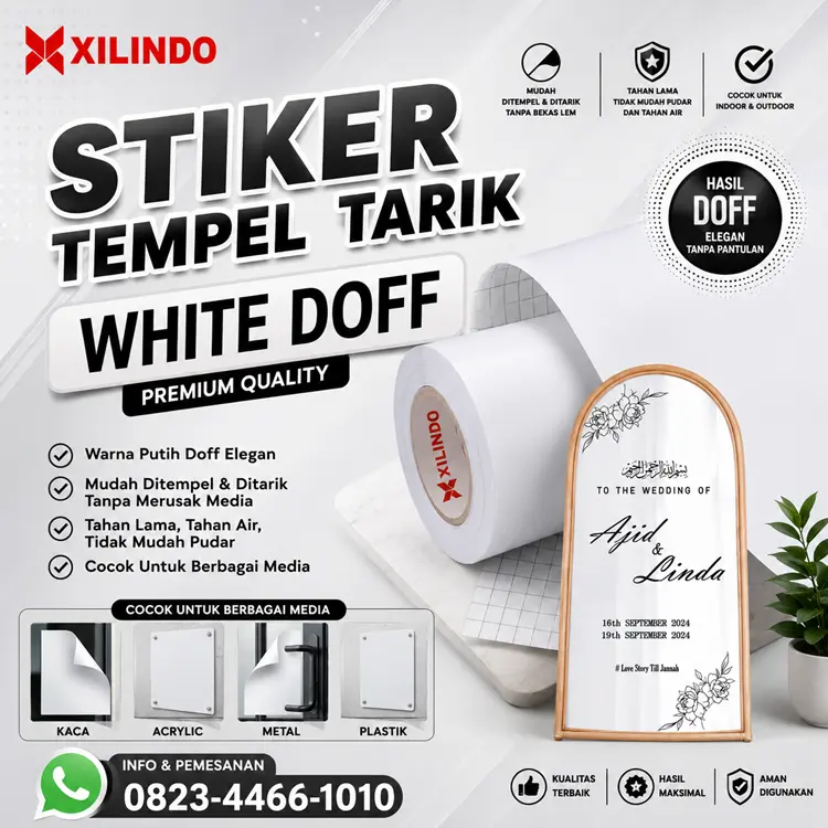 Stiker Tempel Tarik White Doff Stiker Tempel Tarik White Doff - Gambar 1